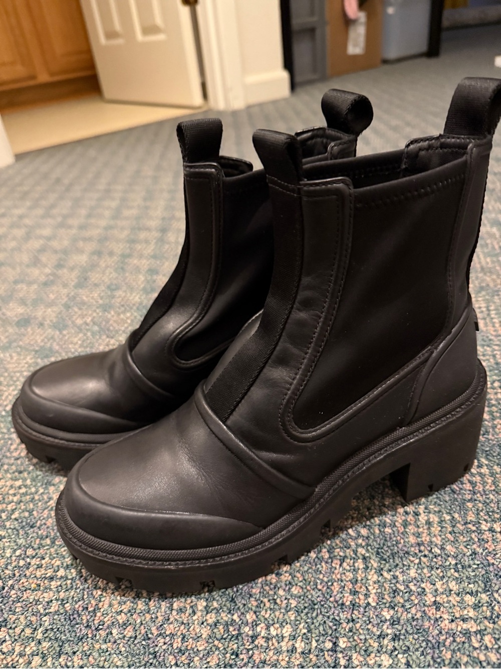 Tory Burch Black Lug Sole Chelsea Booties